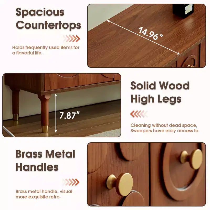 Meuble TV scandinave, Meuble TV moderne avec 4 placards, Meuble de divertissement en bois pour TV de plus de 55 pouces, Meuble TV minimaliste pour salon