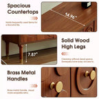 Meuble TV scandinave, Meuble TV moderne avec 4 placards, Meuble de divertissement en bois pour TV de plus de 55 pouces, Meuble TV minimaliste pour salon