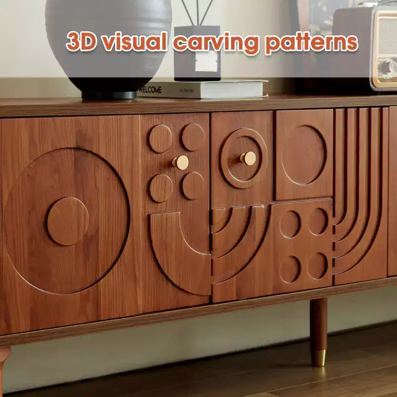 Meuble TV scandinave, Meuble TV moderne avec 4 placards, Meuble de divertissement en bois pour TV de plus de 55 pouces, Meuble TV minimaliste pour salon