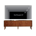 Meuble TV scandinave, Meuble TV moderne avec 4 placards, Meuble de divertissement en bois pour TV de plus de 55 pouces, Meuble TV minimaliste pour salon