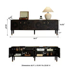 Meuble TV scandinave, Meuble TV moderne avec 4 placards, Meuble de divertissement en bois pour TV de plus de 55 pouces, Meuble TV minimaliste pour salon