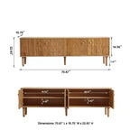 Meuble TV scandinave, Meuble TV moderne avec 4 placards, Meuble de divertissement en bois pour TV de plus de 55 pouces, Meuble TV minimaliste pour salon
