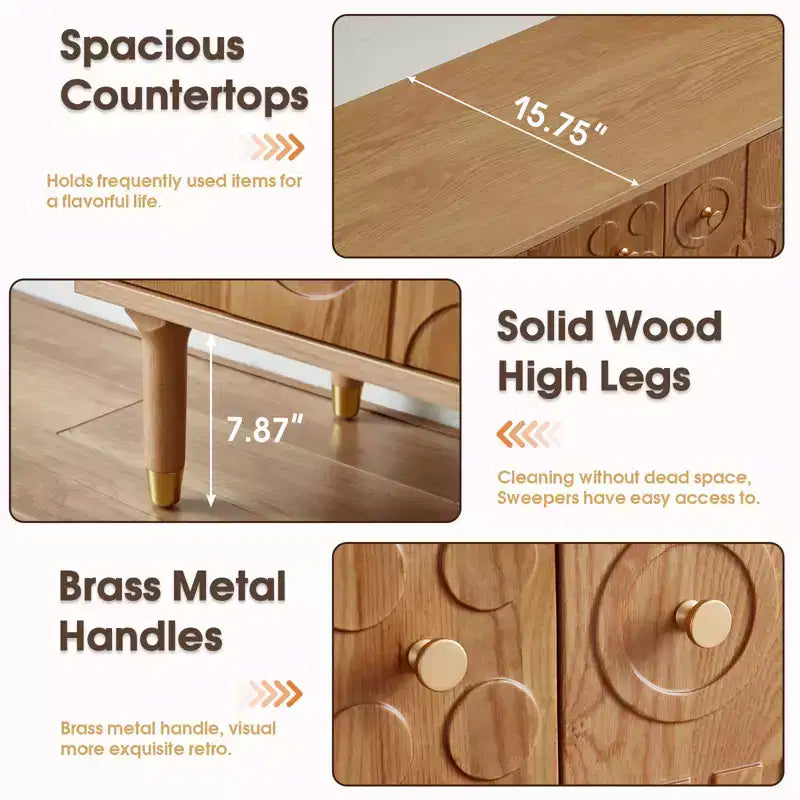 Meuble TV scandinave, Meuble TV moderne avec 4 placards, Meuble de divertissement en bois pour TV de plus de 55 pouces, Meuble TV minimaliste pour salon