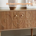 Meuble TV scandinave, Meuble TV moderne avec 4 placards, Meuble de divertissement en bois pour TV de plus de 55 pouces, Meuble TV minimaliste pour salon