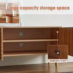 Meuble TV scandinave, Meuble TV moderne avec 4 placards, Meuble de divertissement en bois pour TV de plus de 55 pouces, Meuble TV minimaliste pour salon