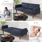 Canapé-lit convertible avec dossier réglable, fonctionne comme fauteuil inclinable et causeuse, coussins en mousse et ressorts, noir mat