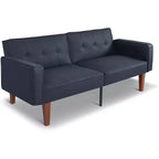 Canapé-lit convertible avec dossier réglable, fonctionne comme fauteuil inclinable et causeuse, coussins en mousse et ressorts, noir mat