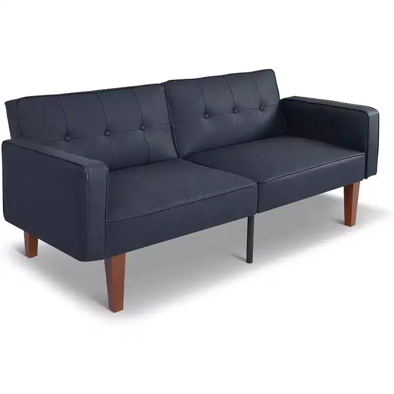 Canapé-lit convertible avec dossier réglable, fonctionne comme fauteuil inclinable et causeuse, coussins en mousse et ressorts, noir mat