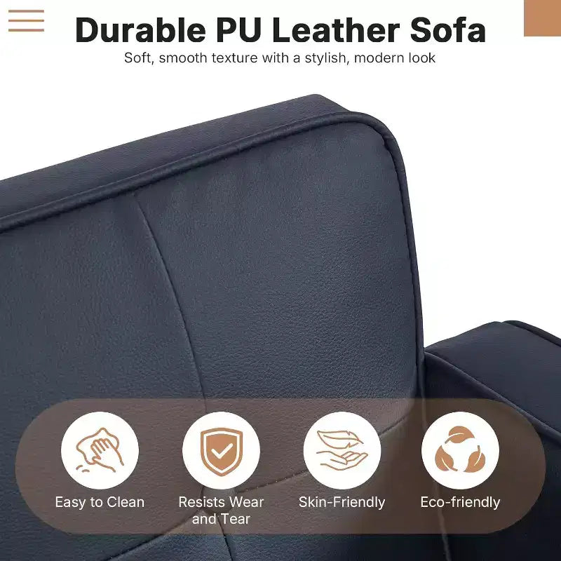 Canapé-lit convertible avec dossier réglable, fonctionne comme fauteuil inclinable et causeuse, coussins en mousse et ressorts, noir mat