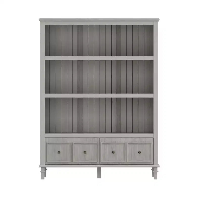 Meuble de rangement de cuisine gris rétro avec 3 étagères ouvertes et 4 tiroirs, buffet de salle à manger, organisateur de rangement pour cuisine et salle à manger