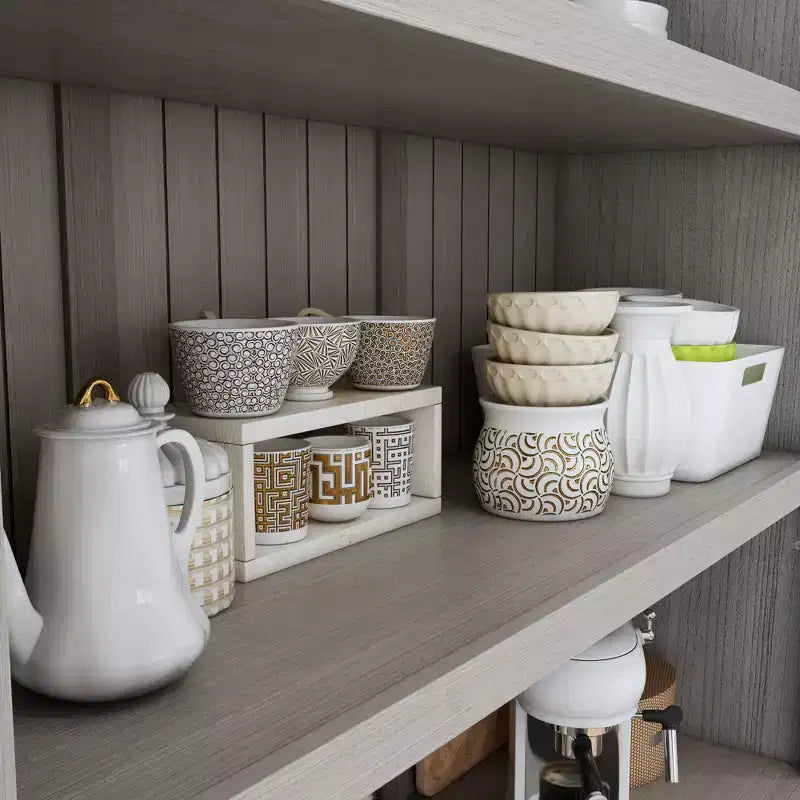 Meuble de rangement de cuisine gris rétro avec 3 étagères ouvertes et 4 tiroirs, buffet de salle à manger, organisateur de rangement pour cuisine et salle à manger