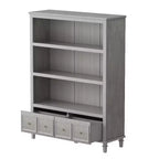 Meuble de rangement de cuisine gris rétro avec 3 étagères ouvertes et 4 tiroirs, buffet de salle à manger, organisateur de rangement pour cuisine et salle à manger