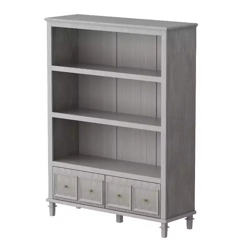 Meuble de rangement de cuisine gris rétro avec 3 étagères ouvertes et 4 tiroirs, buffet de salle à manger, organisateur de rangement pour cuisine et salle à manger