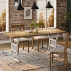 Table de salle à manger, table de salle à manger de cuisine de style ferme de 180 cm avec pieds en métal robustes, adaptée à la salle à manger, au salon et à l'extérieur.