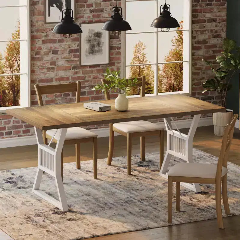 Table de salle à manger, table de salle à manger de cuisine de style ferme de 180 cm avec pieds en métal robustes, adaptée à la salle à manger, au salon et à l'extérieur.