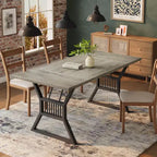 Table de salle à manger, table de salle à manger de cuisine de style ferme de 180 cm avec pieds en métal robustes, adaptée à la salle à manger, au salon et à l'extérieur.