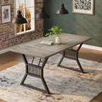 Dining table, 70.9-inch farmhouse-style kitchen dining table with heavy-duty metal legs, suitable for dining room, living room, and outdoor use.