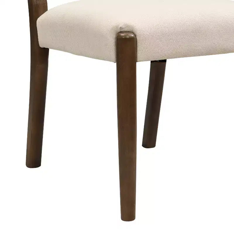 Chaise de salle à manger en bois d'hévéa rembourrée avec dossier en corde tressée (lot de 2)