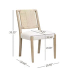 Chaise de salle à manger en bois d'hévéa rembourrée avec dossier en corde tressée (lot de 2)