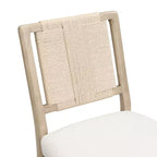 Chaise de salle à manger en bois d'hévéa rembourrée avec dossier en corde tressée (lot de 2)