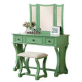 Coiffeuse en bois avec miroir et tabouret