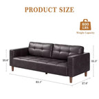 Canapé 3 places en similicuir de 83 po de large, avec sièges profonds, coussin à ressorts et 2 coussins de dossier amovibles, pour salon, chambre et bureau