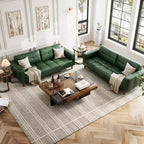 Canapé 3 places en similicuir de 83 po de large, avec sièges profonds, coussin à ressorts et 2 coussins de dossier amovibles, pour salon, chambre et bureau
