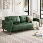Canapé 3 places en similicuir de 83 po de large, avec sièges profonds, coussin à ressorts et 2 coussins de dossier amovibles, pour salon, chambre et bureau