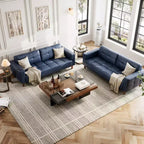 Canapé 3 places en similicuir de 83 po de large, avec sièges profonds, coussin à ressorts et 2 coussins de dossier amovibles, pour salon, chambre et bureau