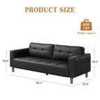 Canapé 3 places en similicuir de 83 po de large, avec sièges profonds, coussin à ressorts et 2 coussins de dossier amovibles, pour salon, chambre et bureau