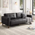 Canapé 3 places en similicuir de 83 po de large, avec sièges profonds, coussin à ressorts et 2 coussins de dossier amovibles, pour salon, chambre et bureau