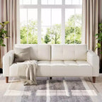 Canapé 3 places en similicuir de 83 po de large, avec sièges profonds, coussin à ressorts et 2 coussins de dossier amovibles, pour salon, chambre et bureau