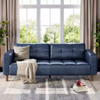 Canapé 3 places en similicuir de 83 po de large, avec sièges profonds, coussin à ressorts et 2 coussins de dossier amovibles, pour salon, chambre et bureau