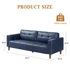 Canapé 3 places en similicuir de 83 po de large, avec sièges profonds, coussin à ressorts et 2 coussins de dossier amovibles, pour salon, chambre et bureau