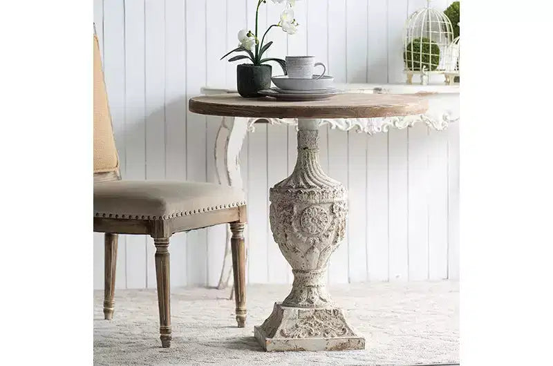 Table de salle à manger ronde French Country 30 en béton léger et bois