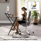 Bureau informatique pliable, bureau pliable avec étagère pour moniteur pour petits espaces, bureau à domicile, étude, montage facile