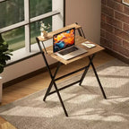 Bureau informatique pliable, bureau pliable avec étagère pour moniteur pour petits espaces, bureau à domicile, étude, montage facile