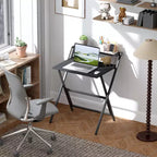 Bureau informatique pliable, bureau pliable avec étagère pour moniteur pour petits espaces, bureau à domicile, étude, montage facile