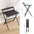 Bureau informatique pliable, bureau pliable avec étagère pour moniteur pour petits espaces, bureau à domicile, étude, montage facile