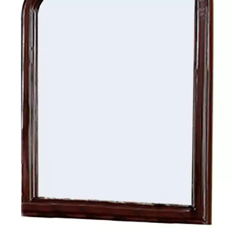 Miroir en bois de 37 pouces avec bords incurvés, marron