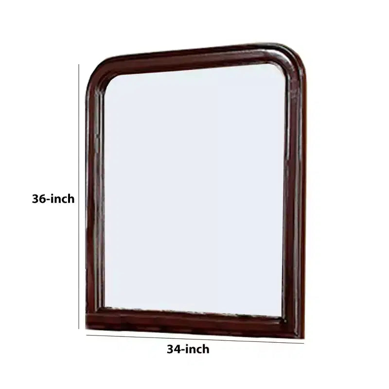 Miroir en bois de 37 pouces avec bords incurvés, marron