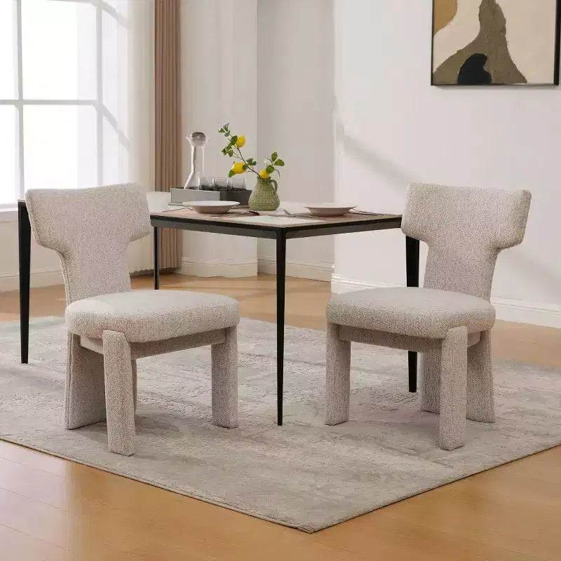 Lot de 2 chaises de salle à manger modernes rembourrées avec pieds en bois, chaises d'appoint élégantes sans accoudoirs pour salle à manger, cuisine ou salons