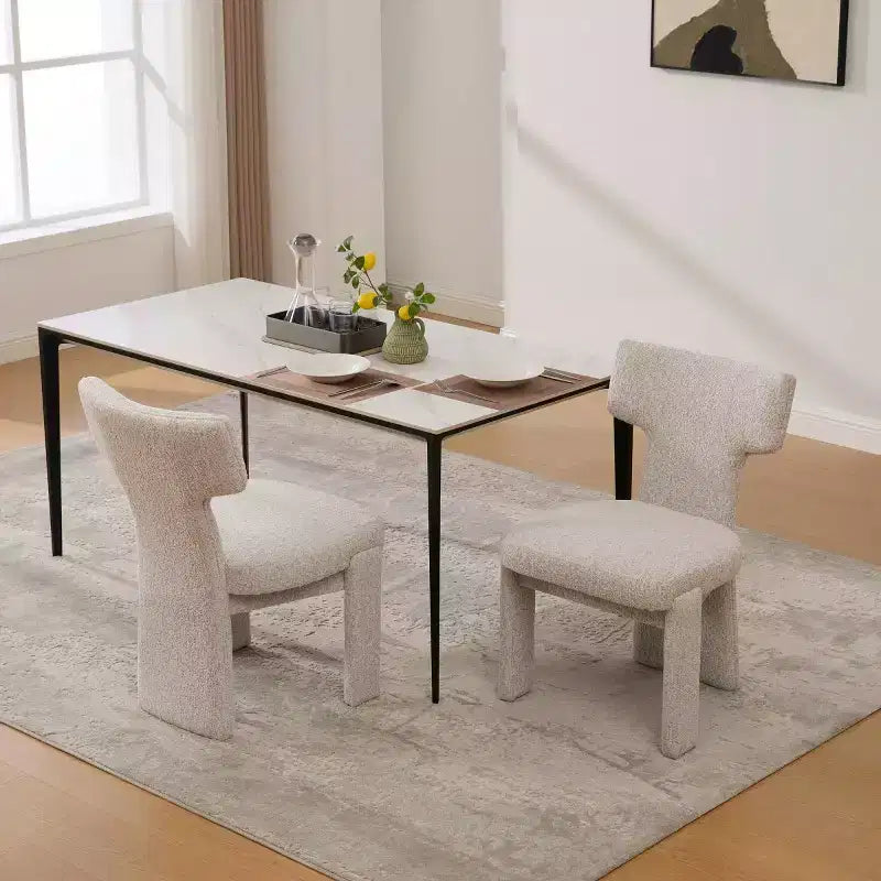 Lot de 2 chaises de salle à manger modernes rembourrées avec pieds en bois, chaises d'appoint élégantes sans accoudoirs pour salle à manger, cuisine ou salons
