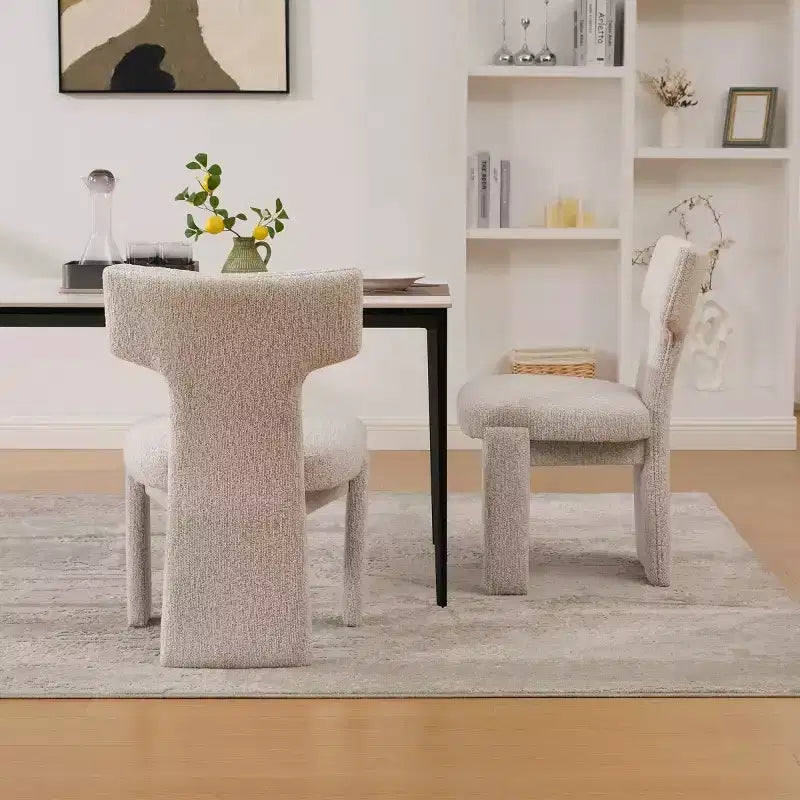 Lot de 2 chaises de salle à manger modernes rembourrées avec pieds en bois, chaises d'appoint élégantes sans accoudoirs pour salle à manger, cuisine ou salons
