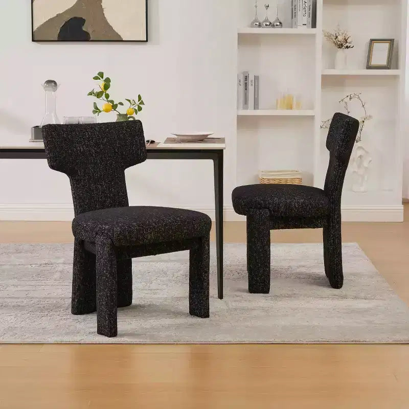 Lot de 2 chaises de salle à manger modernes rembourrées avec pieds en bois, chaises d'appoint élégantes sans accoudoirs pour salle à manger, cuisine ou salons