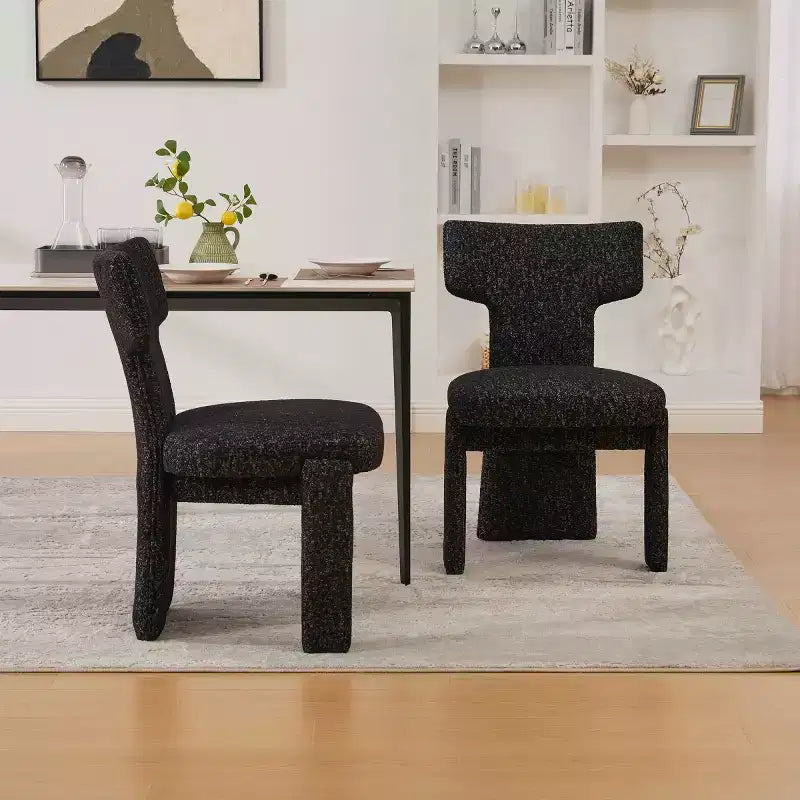 Lot de 2 chaises de salle à manger modernes rembourrées avec pieds en bois, chaises d'appoint élégantes sans accoudoirs pour salle à manger, cuisine ou salons