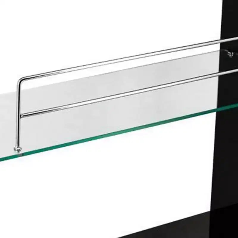 Table de bar moderne de 42 pouces, 3 étagères, verre trempé, noir, chrome
