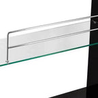Table de bar moderne de 42 pouces, 3 étagères, verre trempé, noir, chrome