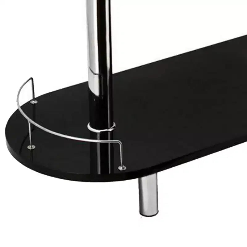Table de bar moderne de 42 pouces, 3 étagères, verre trempé, noir, chrome