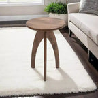 Table d'appoint en bois massif incurvée, style Space Age et Mid-Century Modern